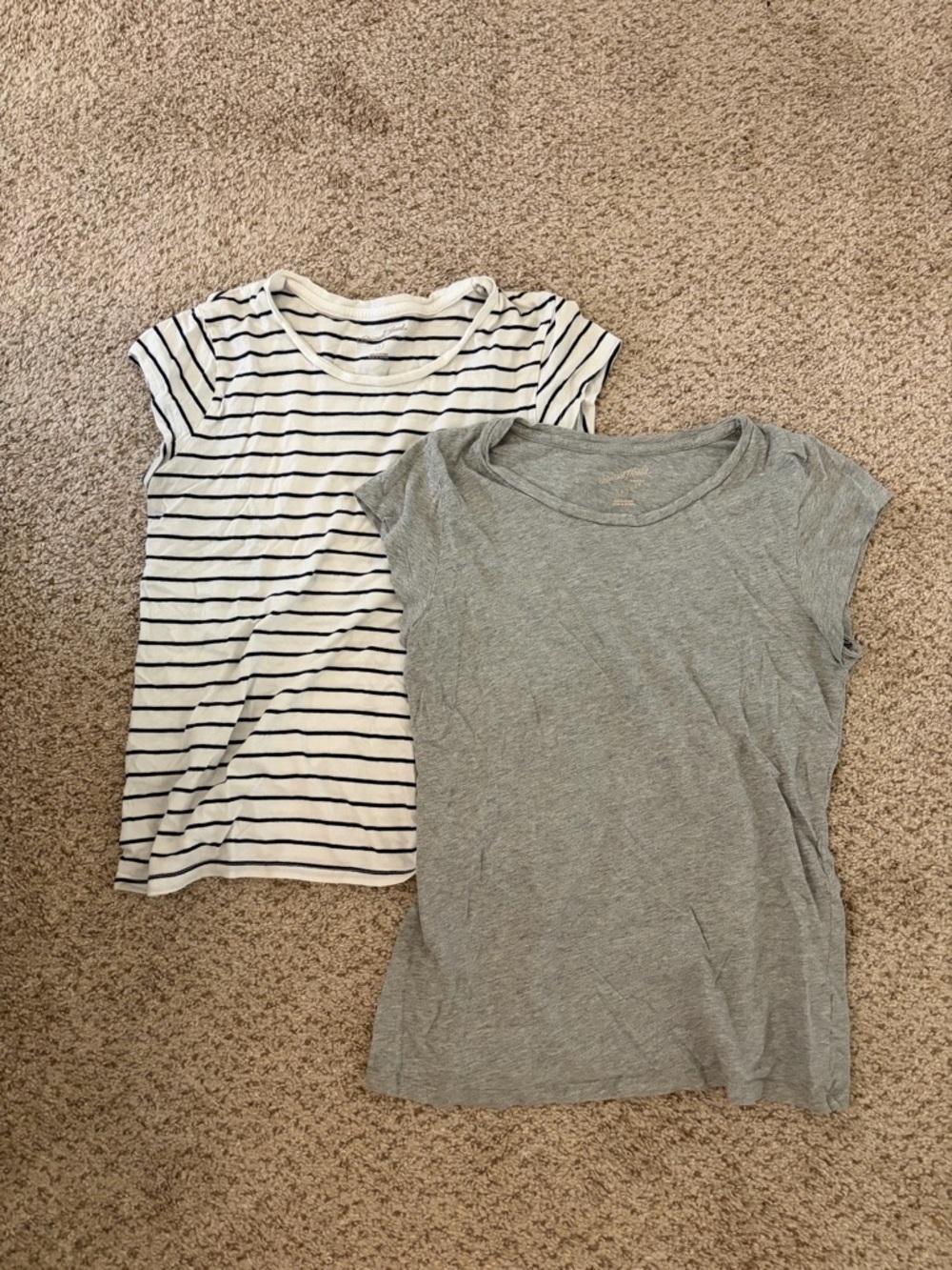 a new day Short Sleeve Tee Duo - White/Navy Stripe & Light Gray